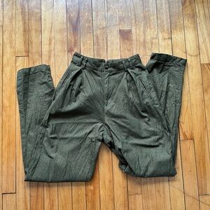 VTG Lizsport Olive Green High Waisted Cotton Straight Leg Trousers Women’s 4